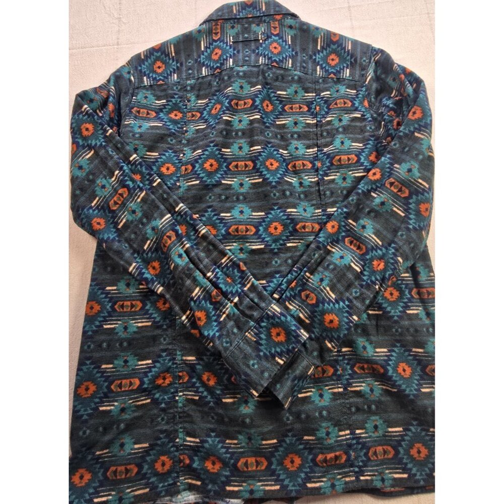 DULUTH TRADING Men’s Small Green Western Aztec Button Up Long Sleeve Shirt EUC - Picture 11 of 14